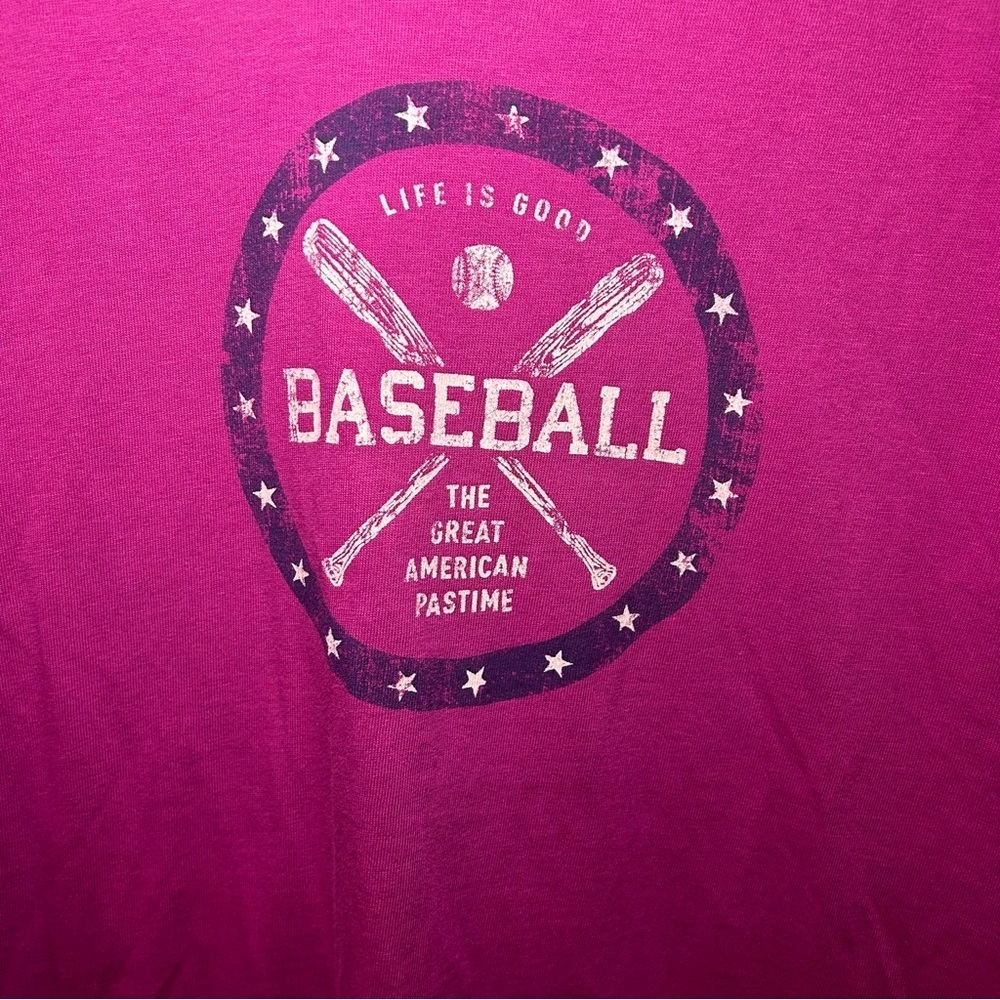 Life is Good Crusher Tee Classic Fit Purple Baseball Short Sleeve T-Shirt Size M - Picture 2 of 8
